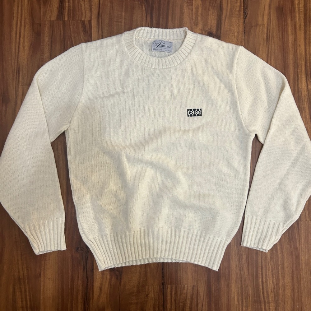Vintage Pinnacle Case IH Tractor Crewneck Sweater Cream White Made in USA Small
